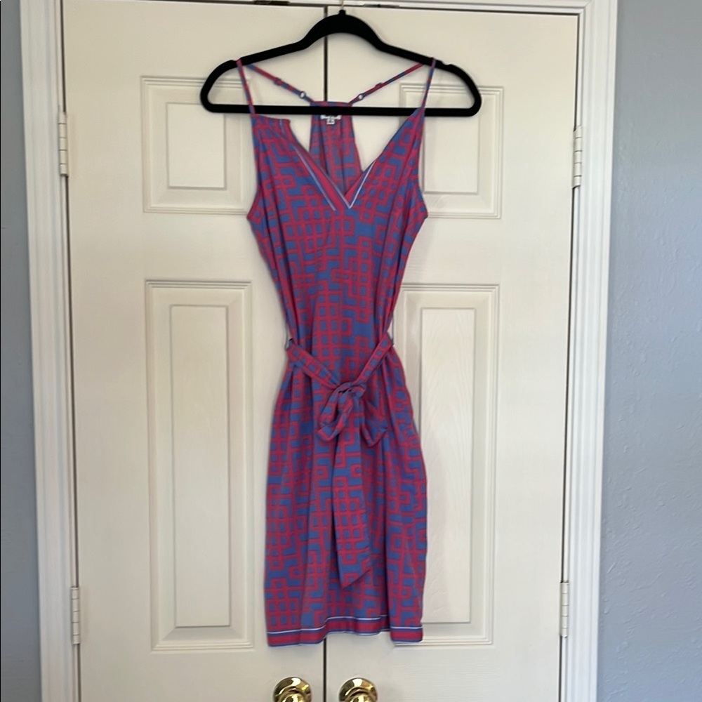 Mud Pie Pink and Blue Geometric Mini Dress